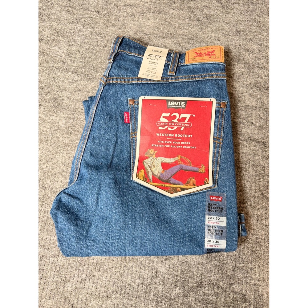Levis 537 Western Bootcut Jeans Mens 30x30 Medium Wash Stretch Denim 537-0215